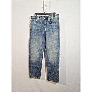 Zara Men's Straight Leg Jeans 32x31 Button Fly Mid Wash